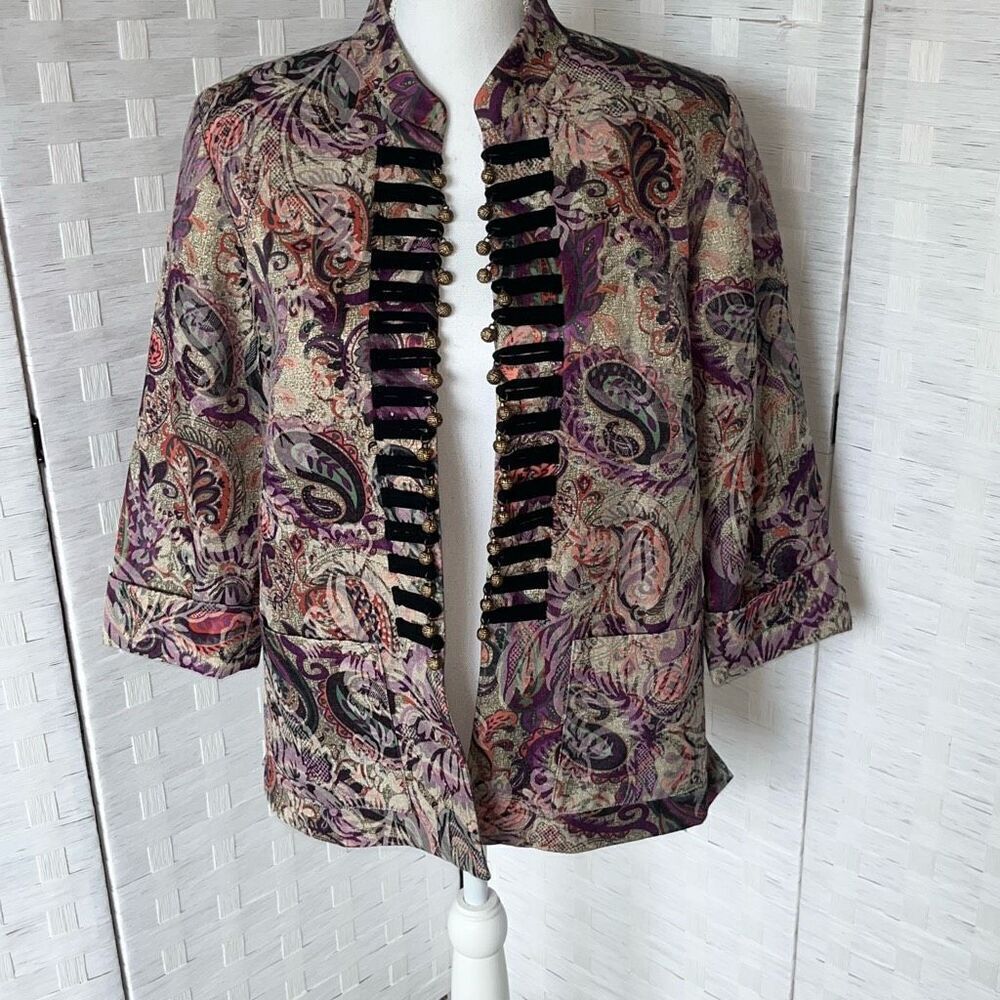 JONI B Bohemian Open Front Cardigan Purple Women’s Medium